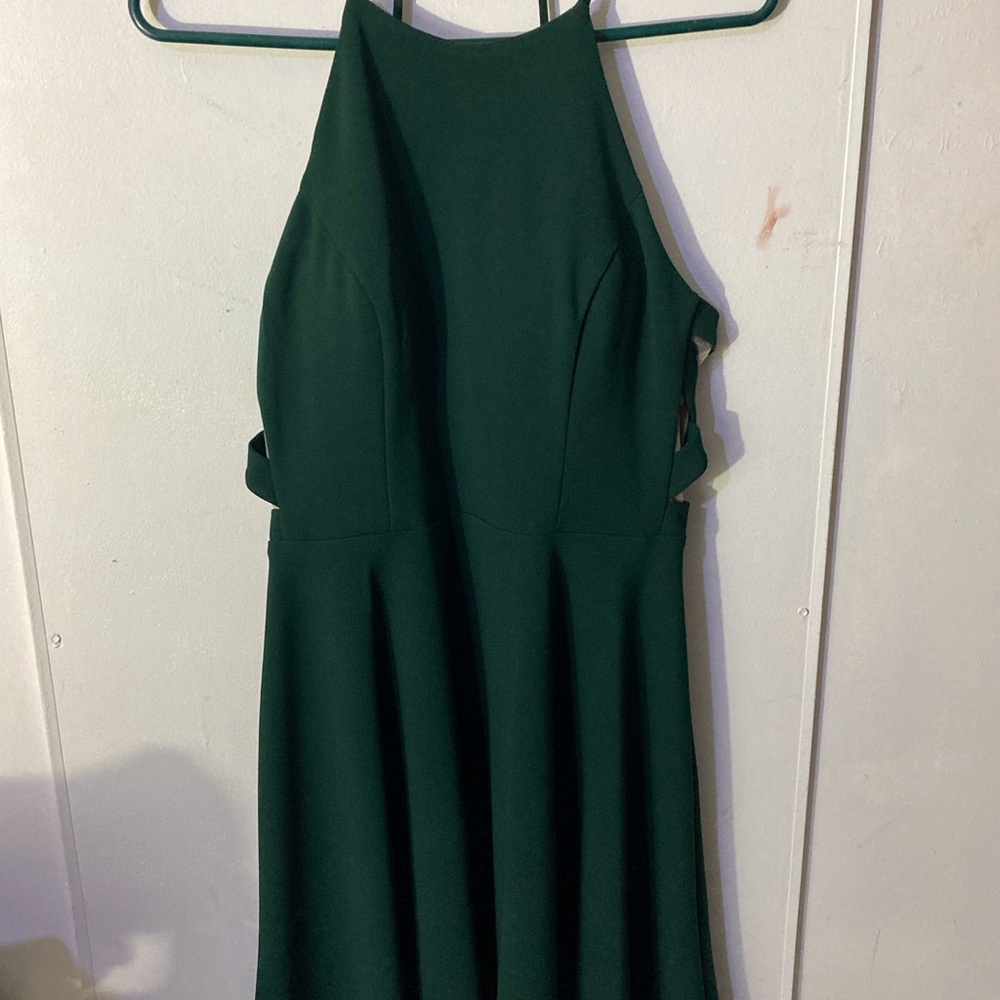 B Darlin Green Halter A-Line Dress